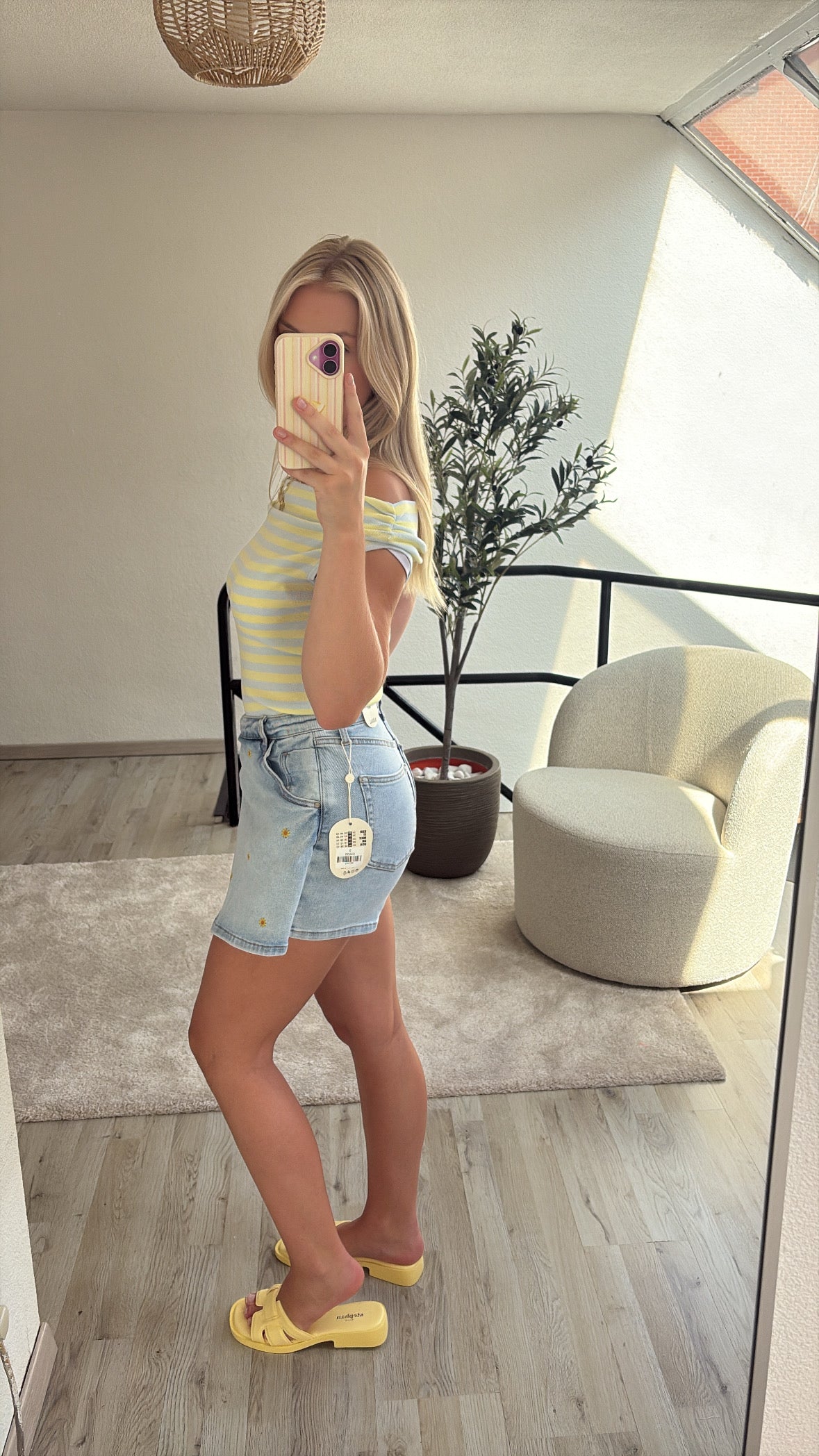 STRIPED TOP BLAUW-GEEL