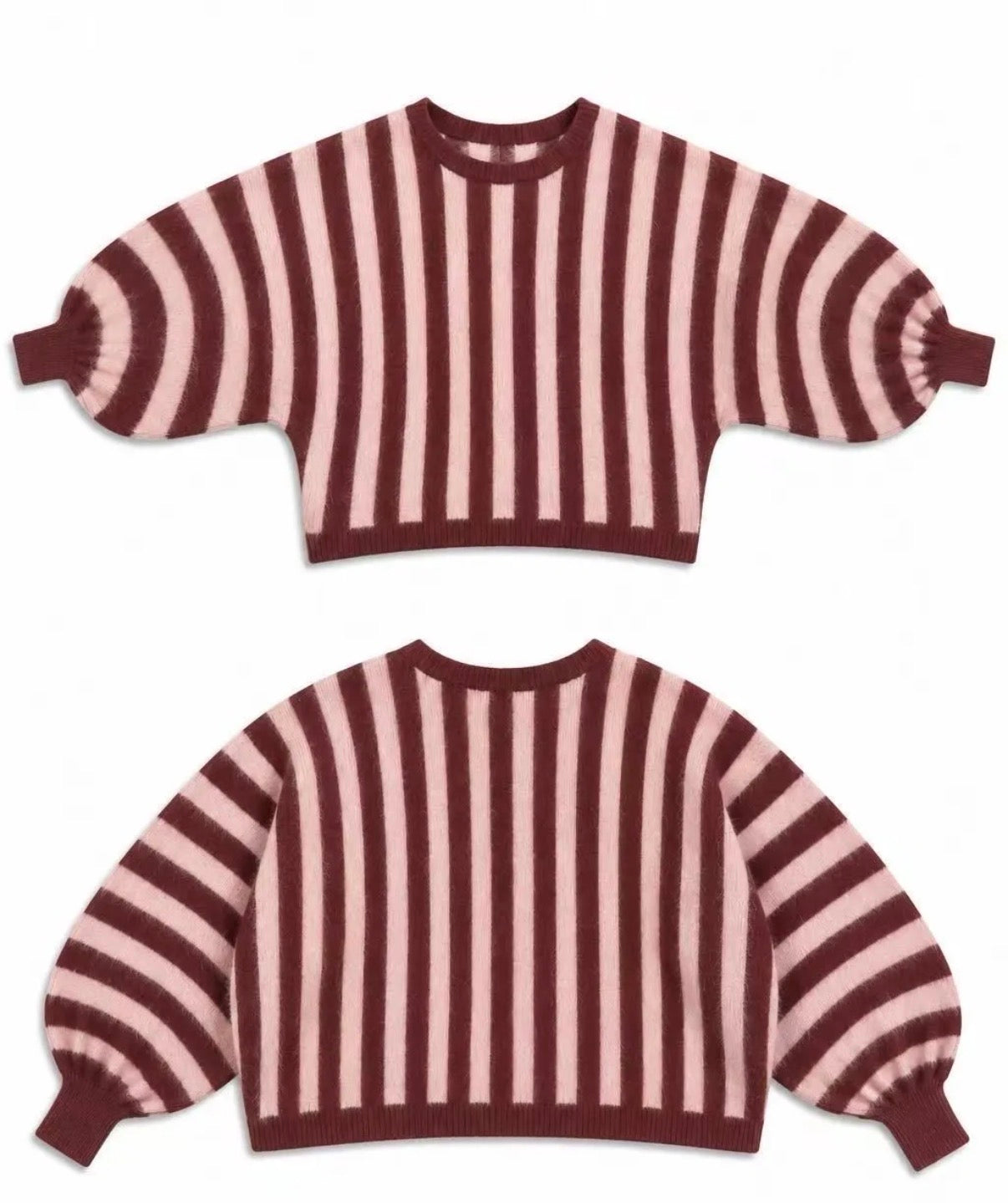 KNIT STREPEN ROZE-BURGUNDY