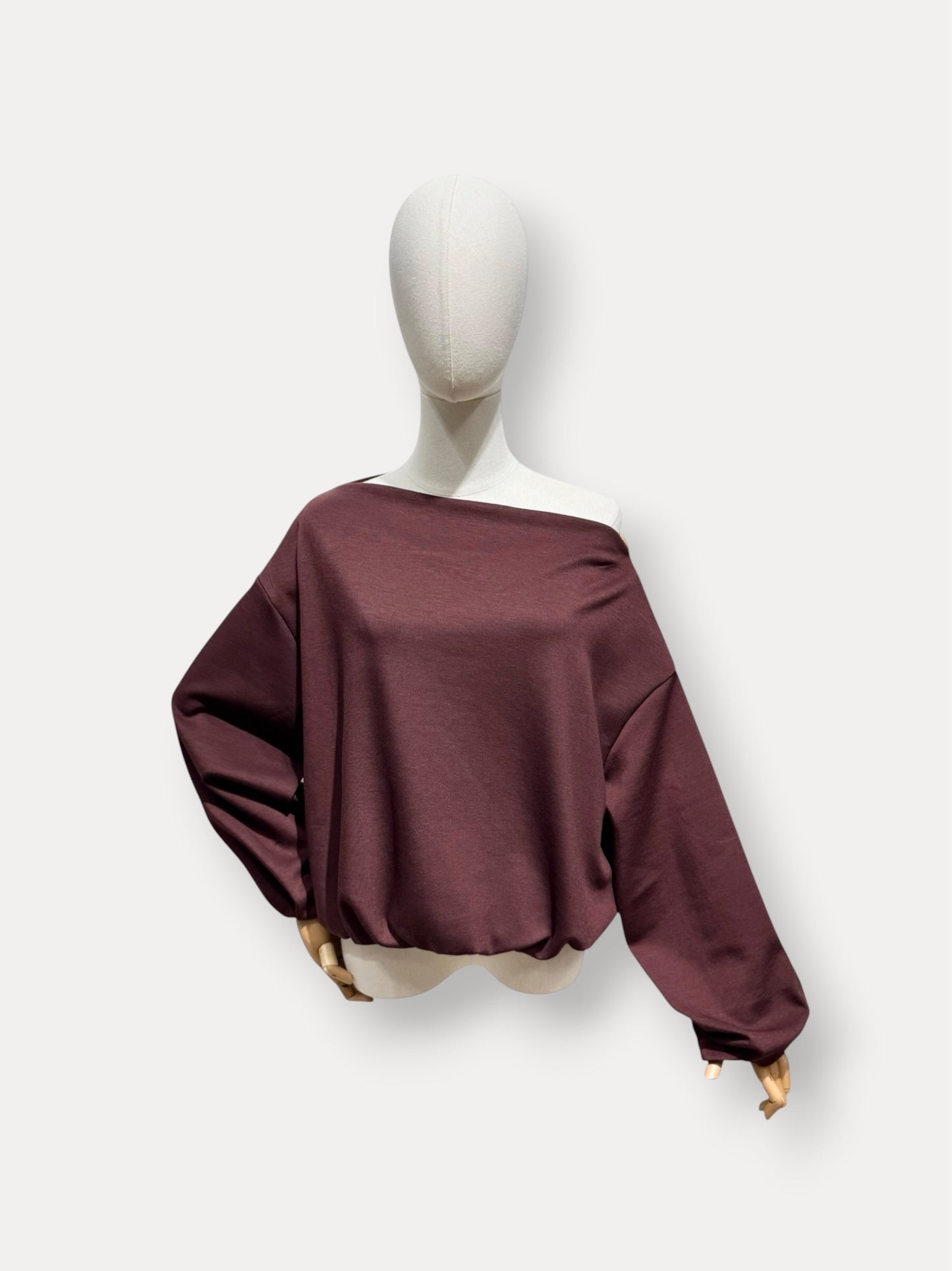ONE SHOULDER SWEAT BURGUNDY