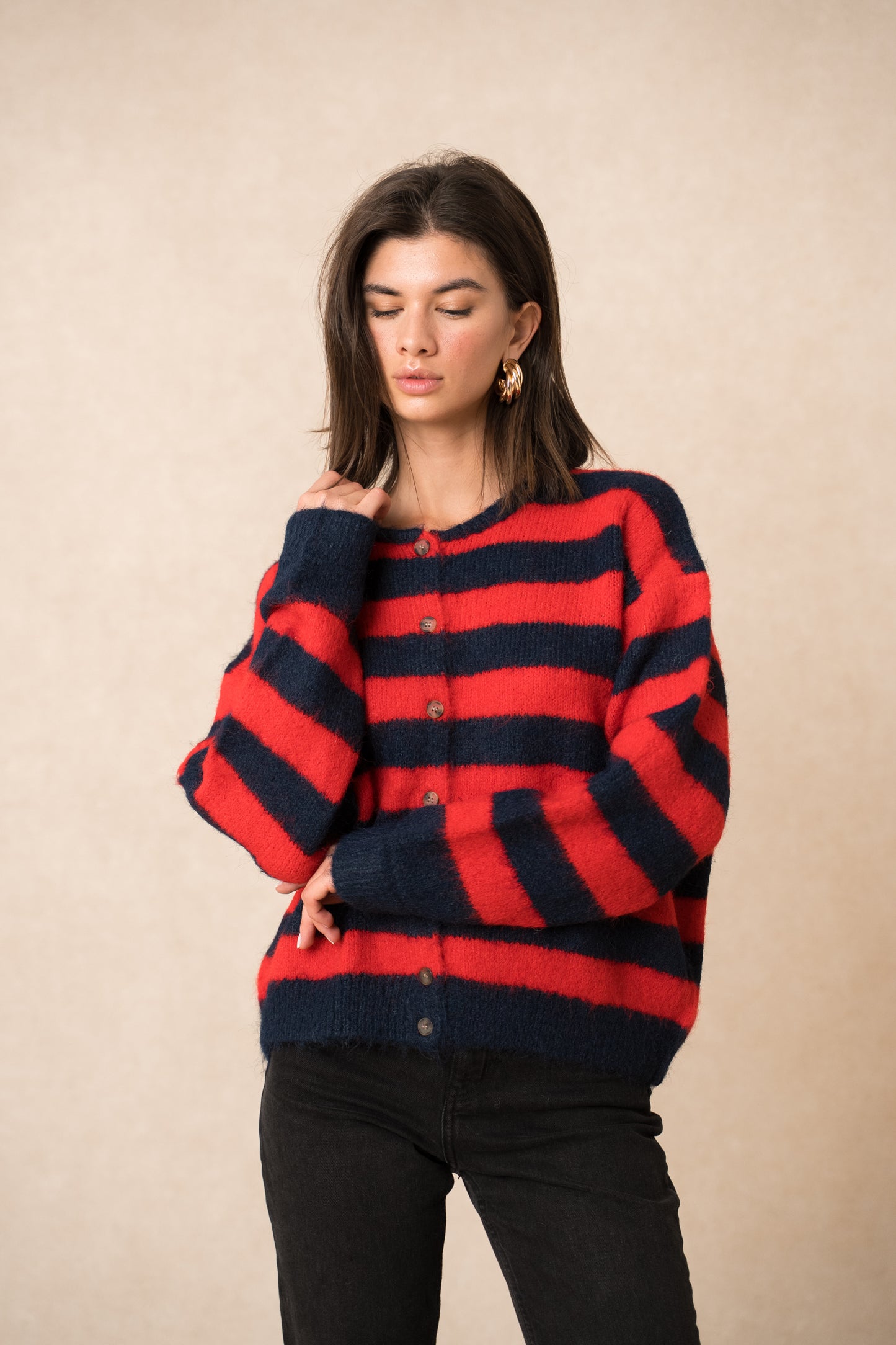 CARDIGAN ROOD-NAVY