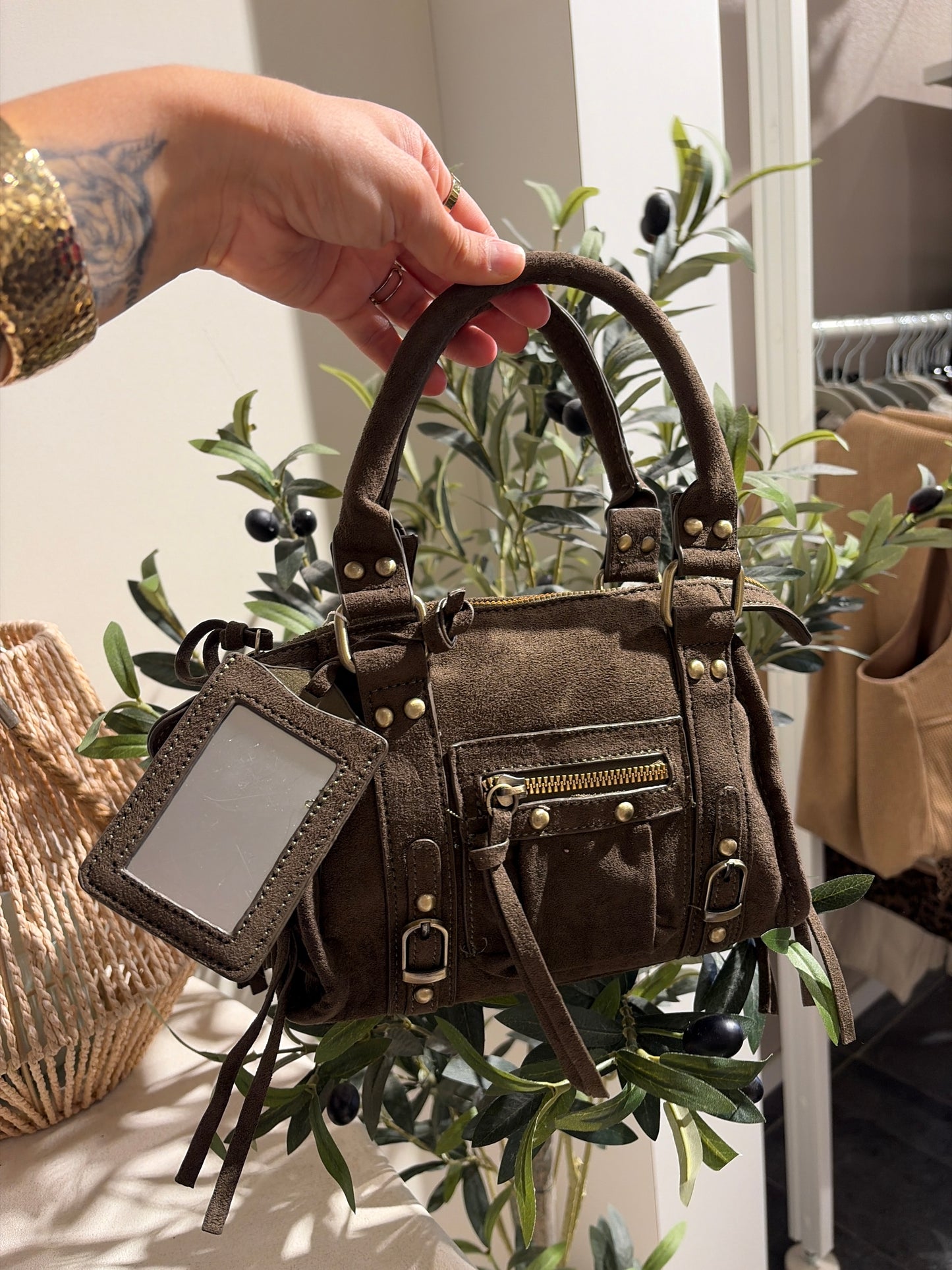 SUEDE TAS KHAKI