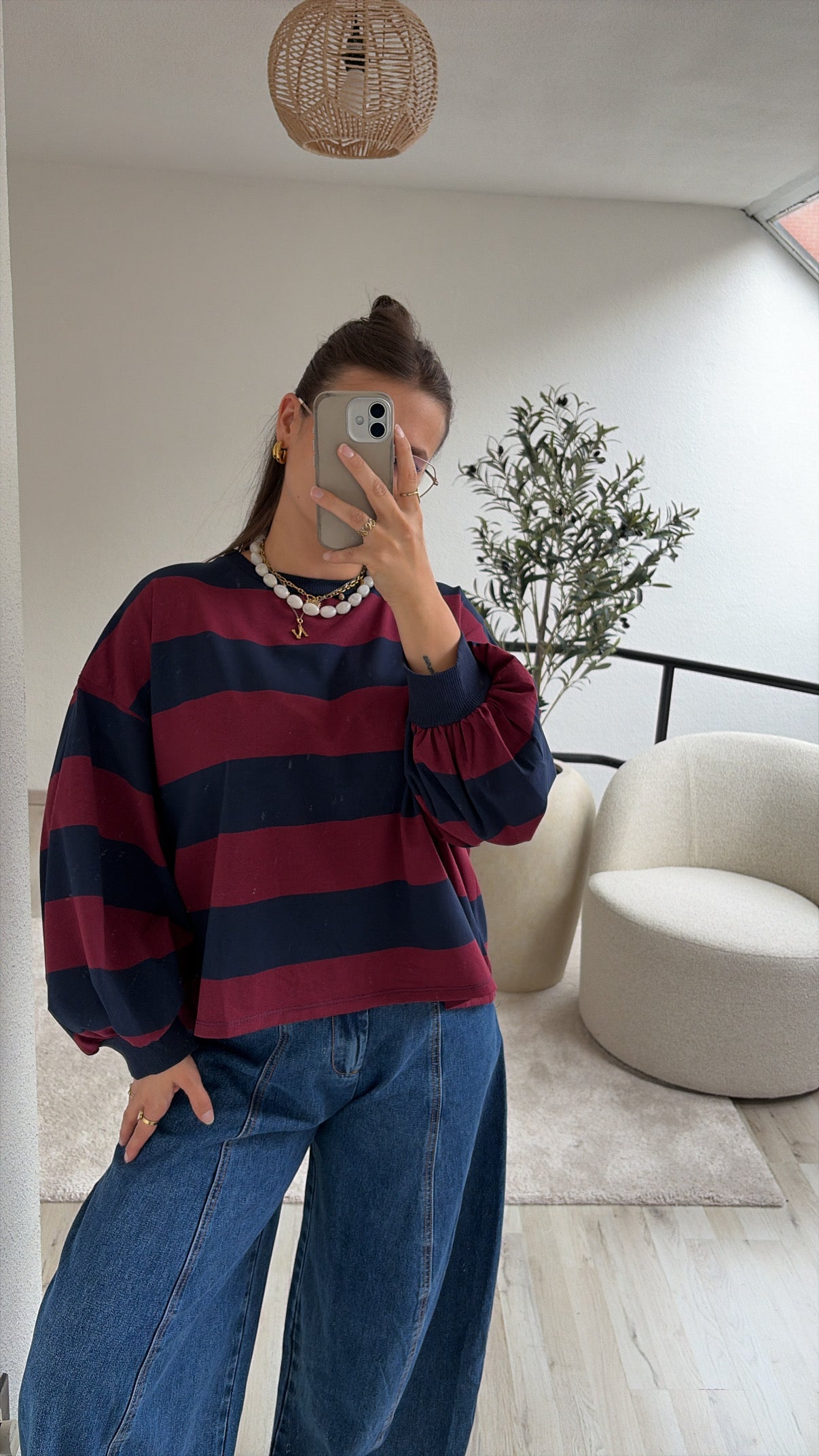 SWEAT MARINE-BURGUNDY