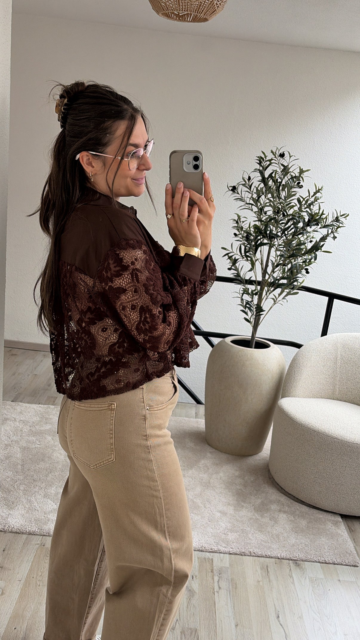 BRUINE BLOUSE KANT