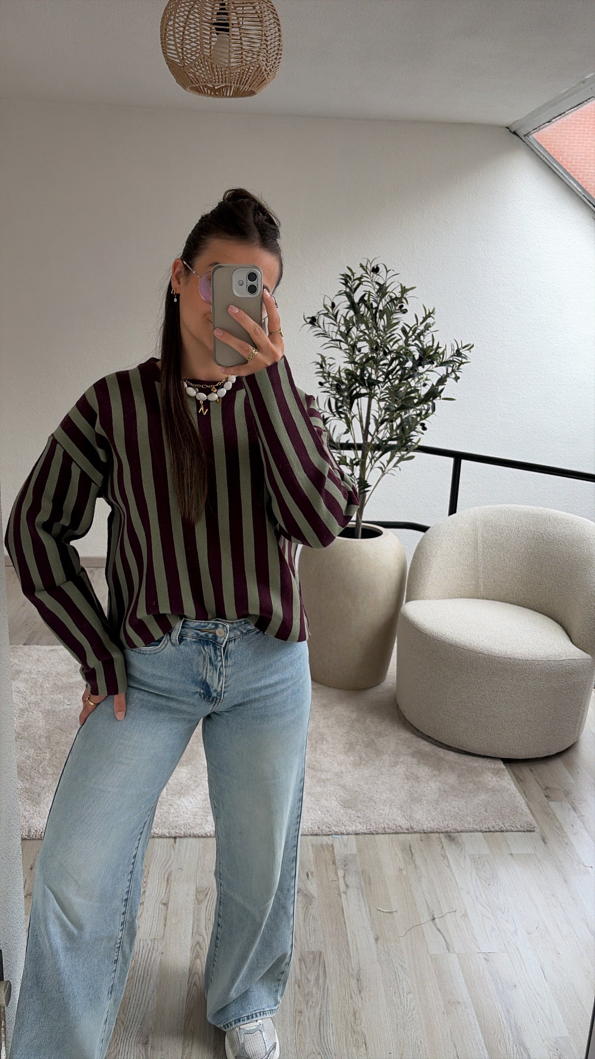 KHAKI BURGUNDY KNIT