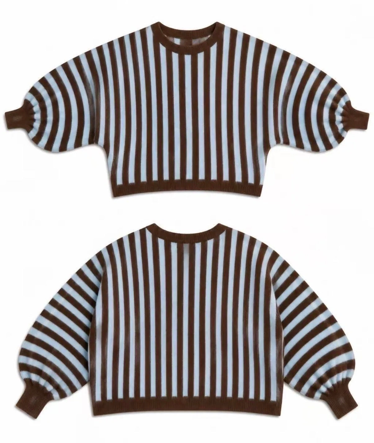 STRIPED KNIT BLAUW-BRUIN