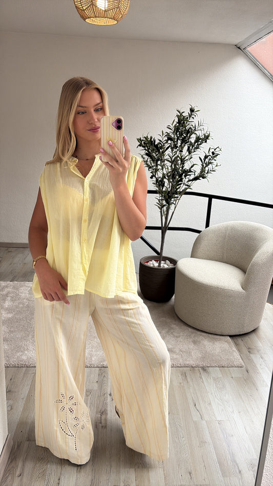 STRIPED PANTS BRODERIE