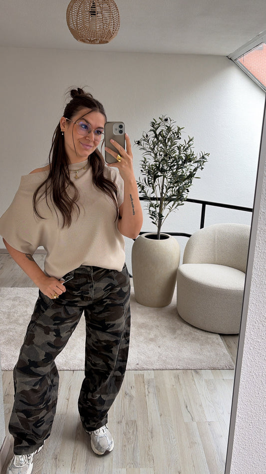 ONE SHOULDER TOP BEIGE