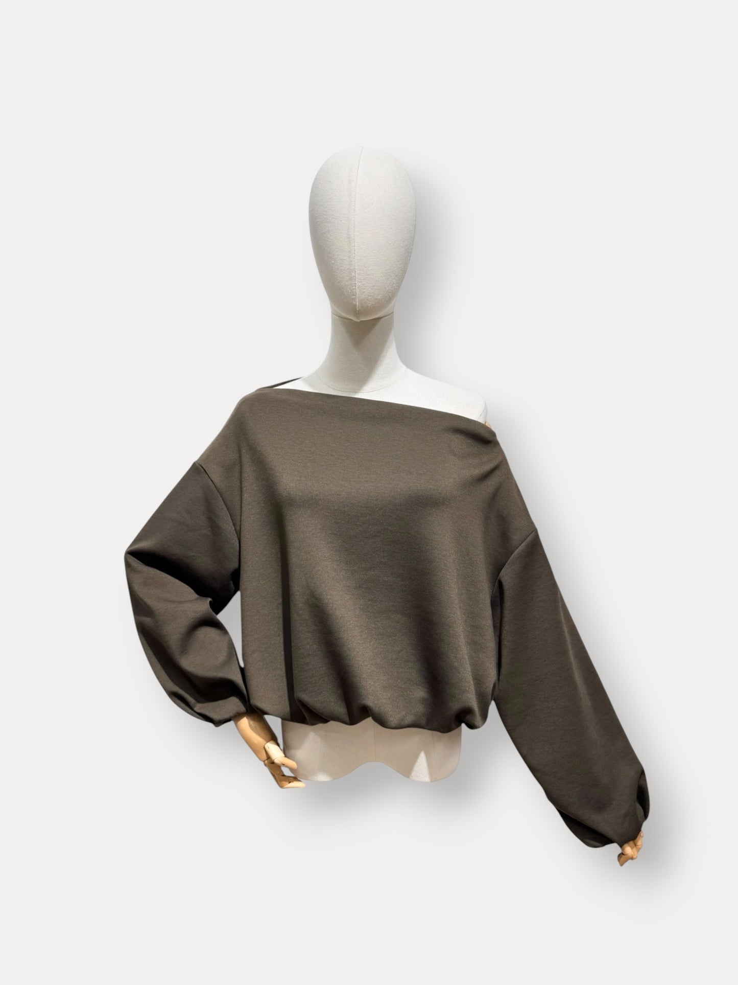 ONE SHOULDER SWEAT CHOCO