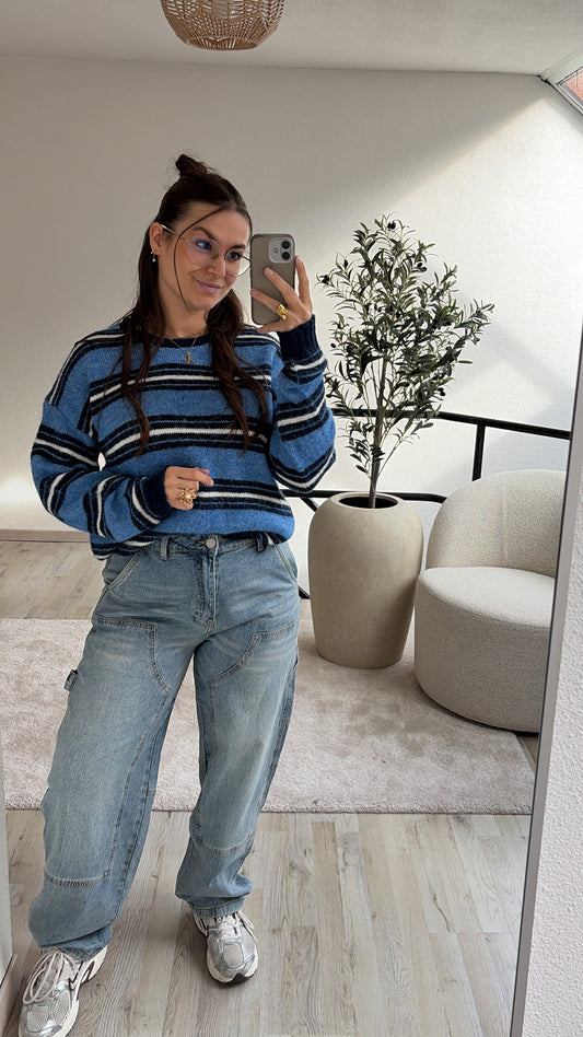 BLAUW GESTREEPTE KNIT