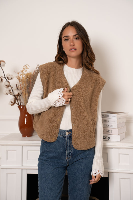 TEDDY GILET CAMEL