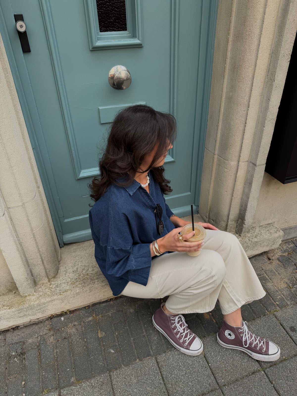 JEANSBLOUSE DONKERBLAUW