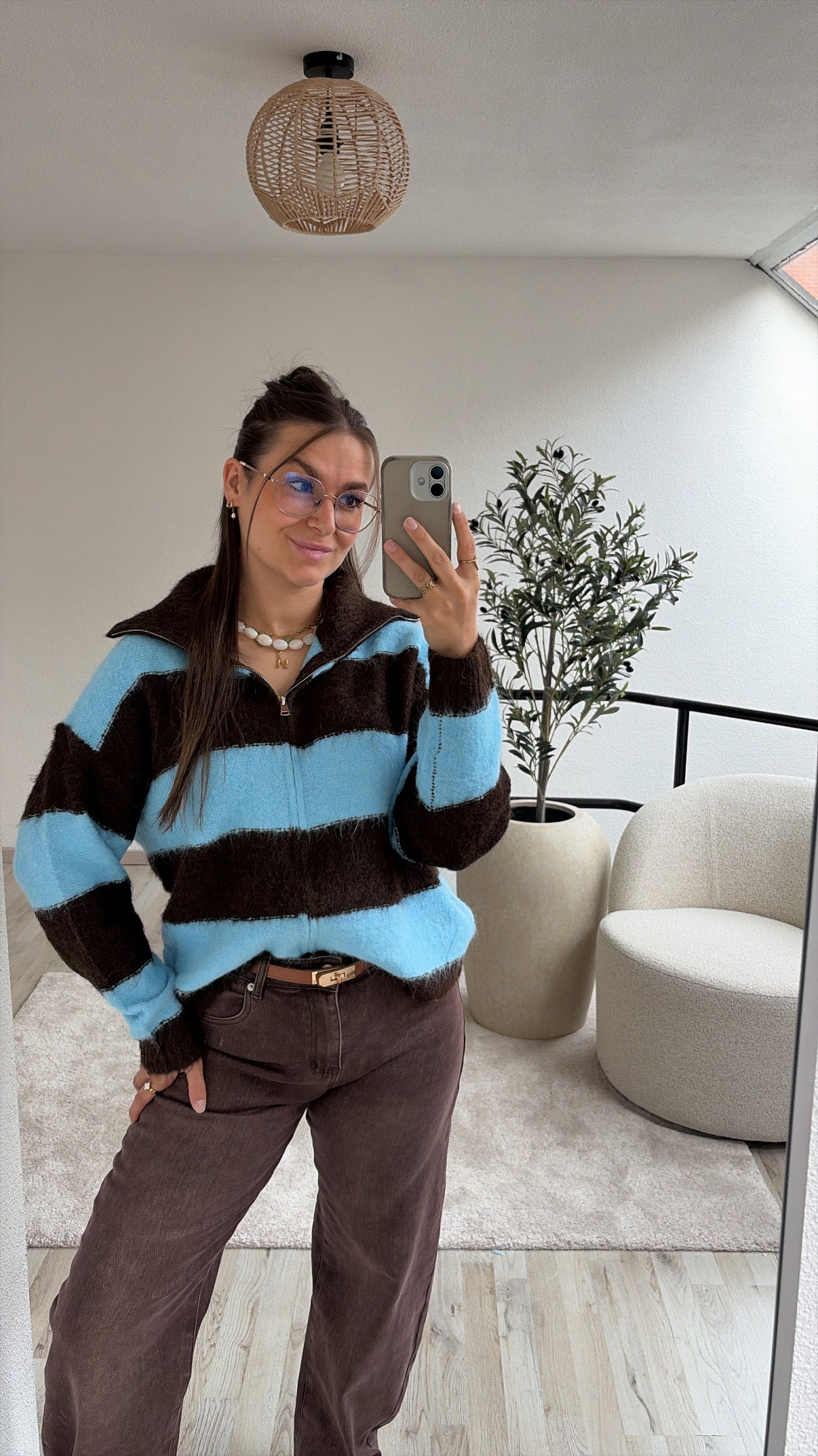 ZIP UP SWEAT BRUIN-BLAUW