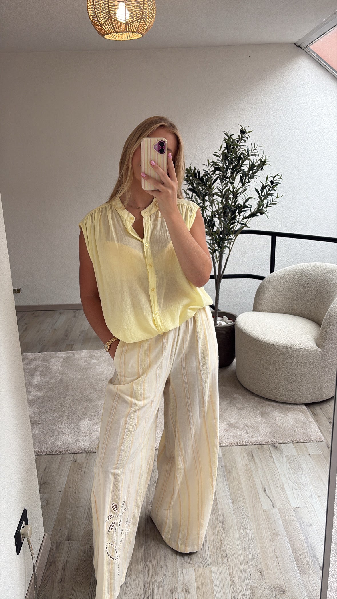 STRIPED PANTS BRODERIE