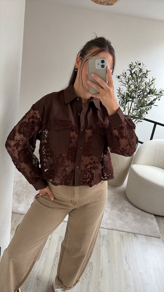 BRUINE BLOUSE KANT