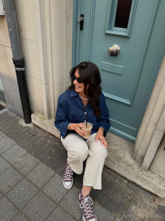 JEANSBLOUSE DONKERBLAUW