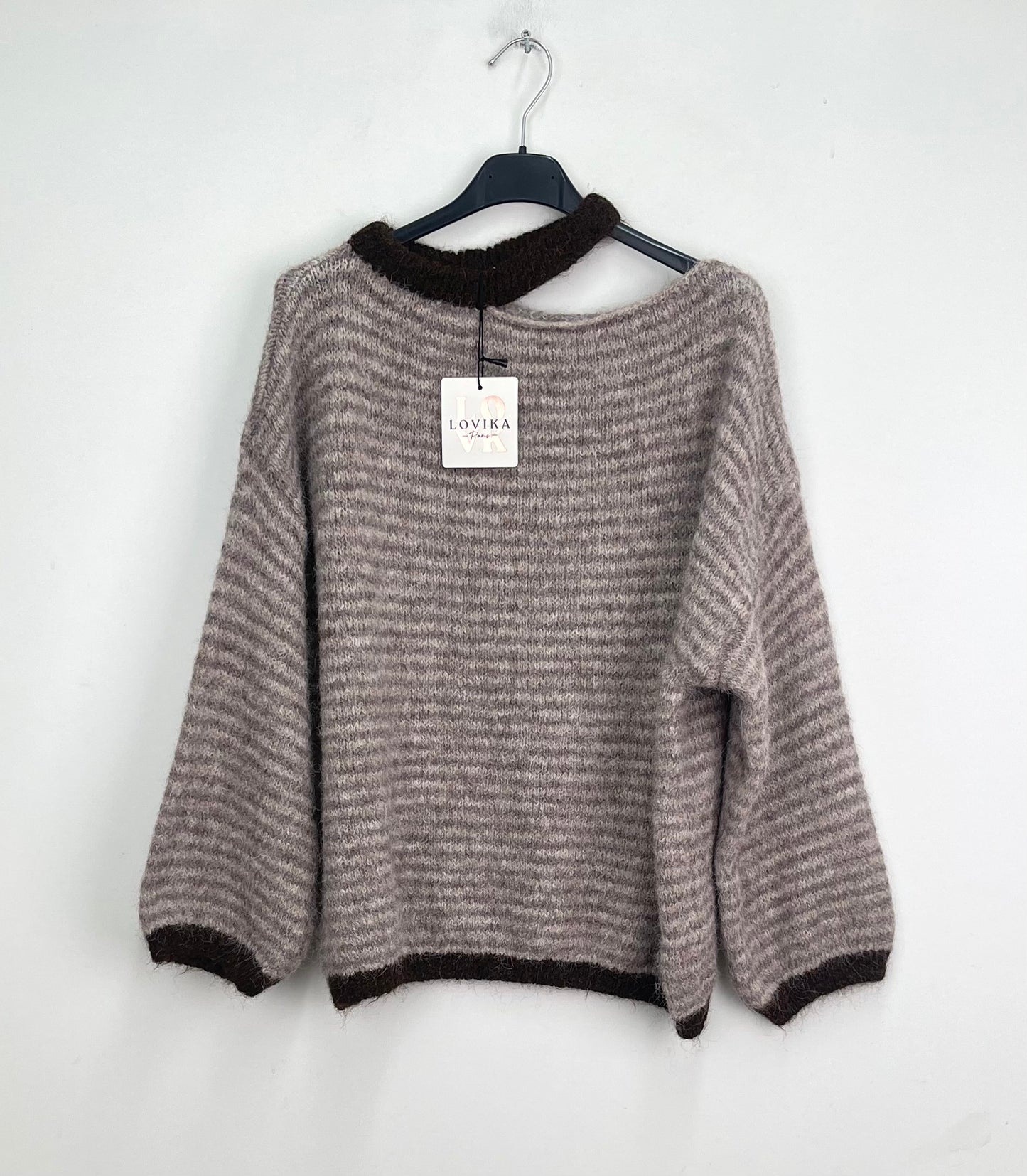 KNIT OPEN SHOULDER BEIGE