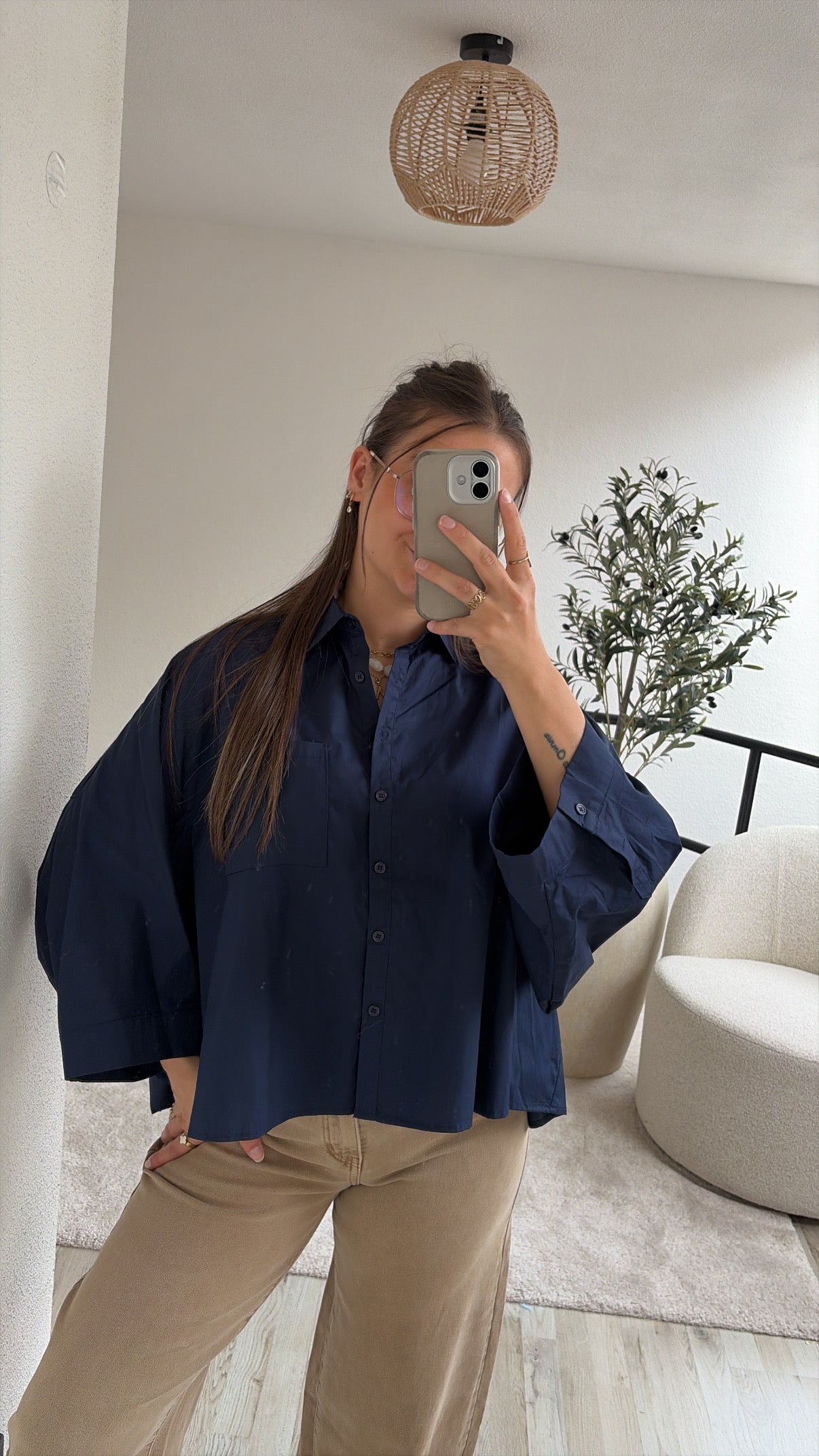 OVERSIZED BLOUSE MARINE