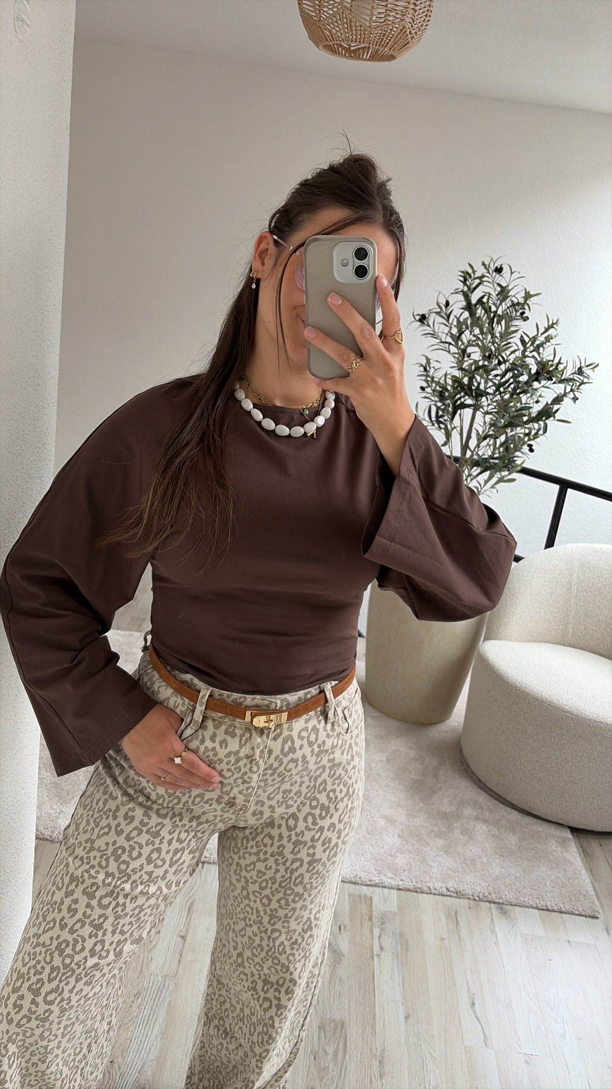 BEIGE JEANS LEOPARD