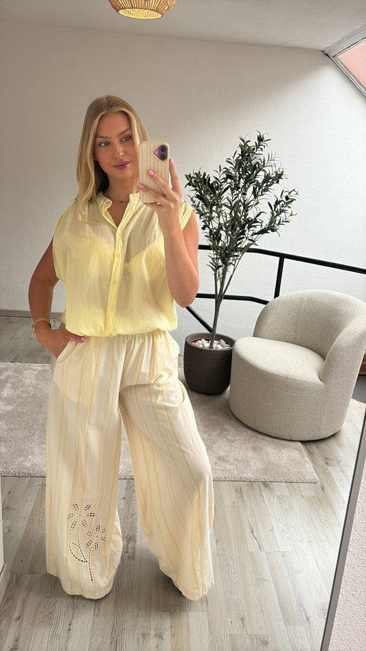 STRIPED PANTS BRODERIE