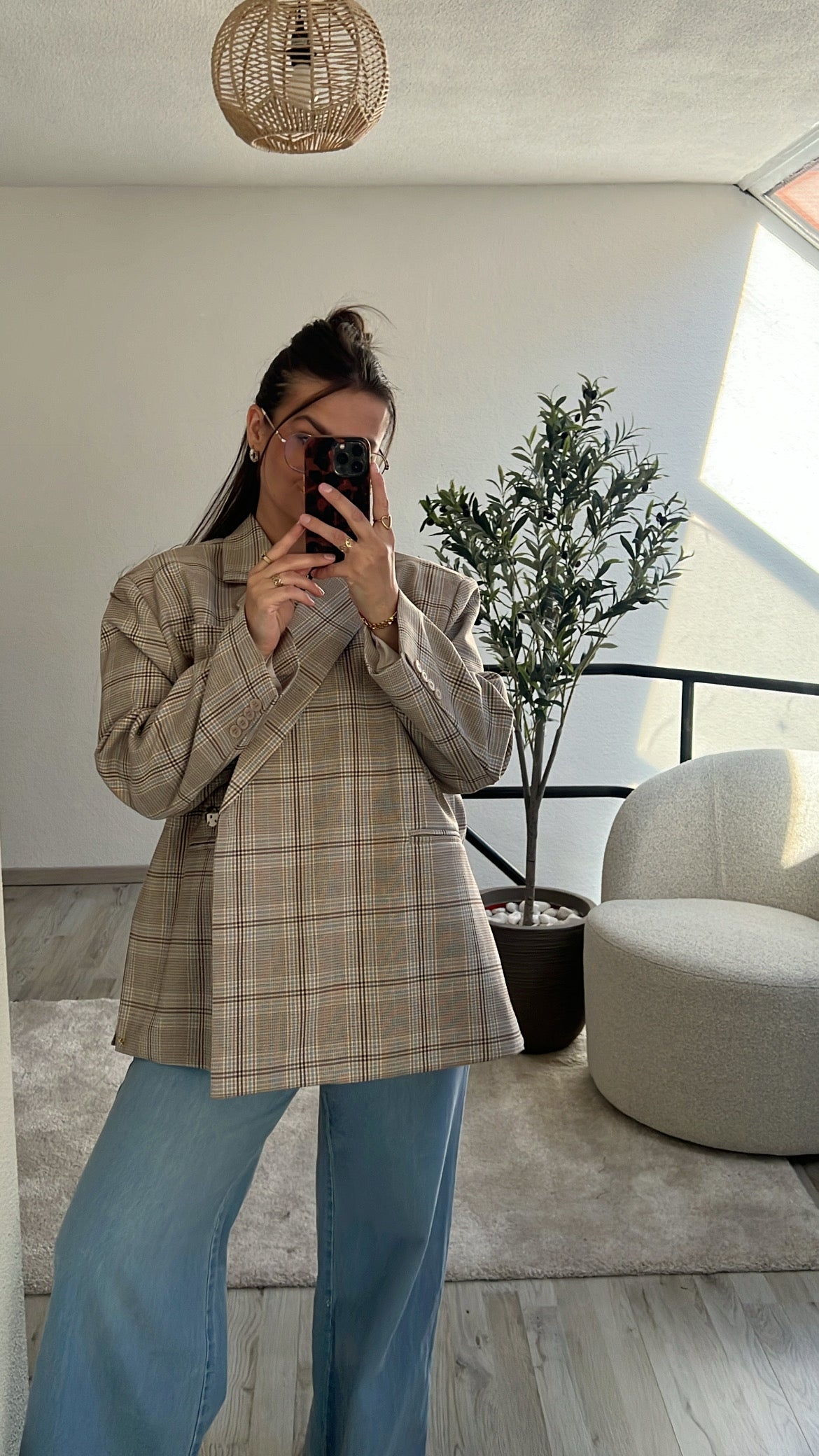 GERUITE BLAZER BLAUW-BRUIN