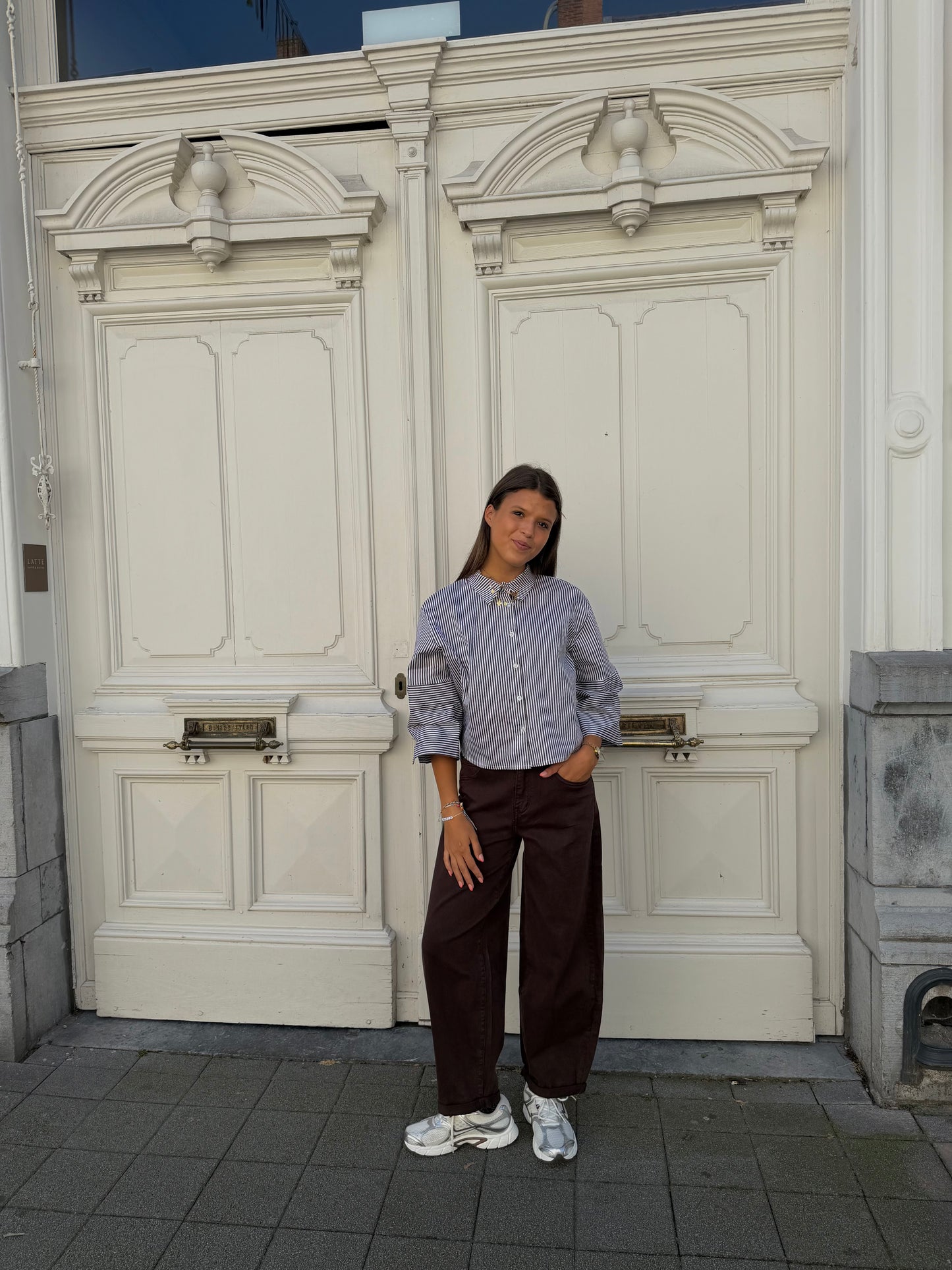 STRIPED BLOUSE CHOCO