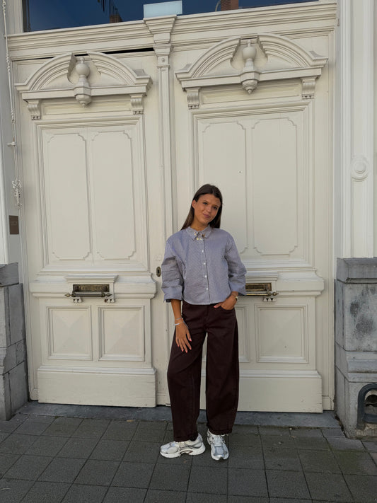 STRIPED BLOUSE CHOCO