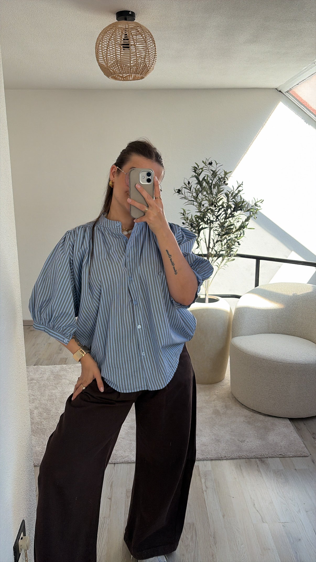 GESTREEPTE BLOUSE