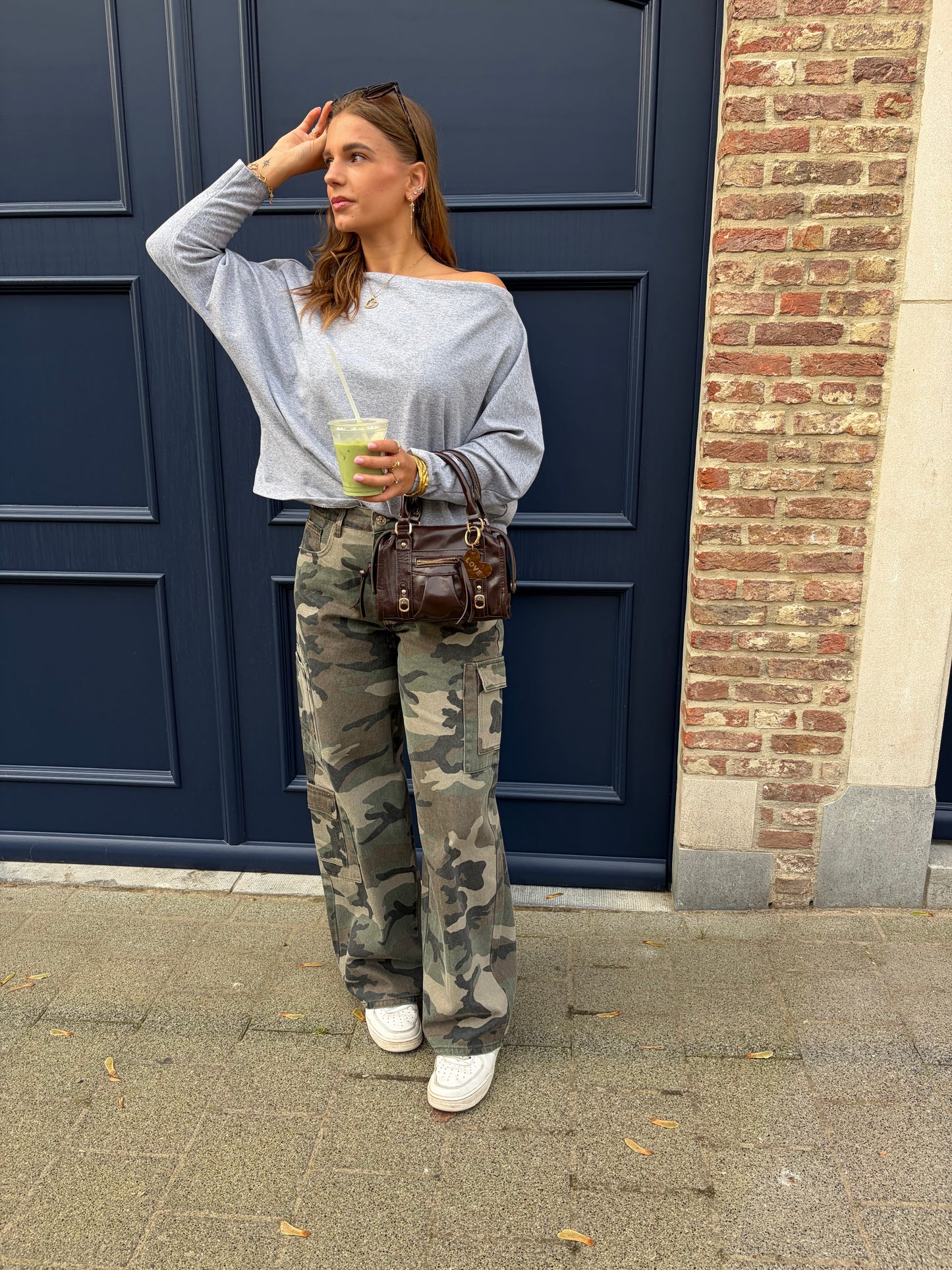 CAMO WIDE LEG JEANS