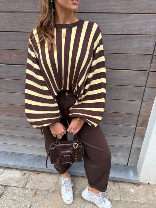 STRIPED KNIT BRUIN-GEEL