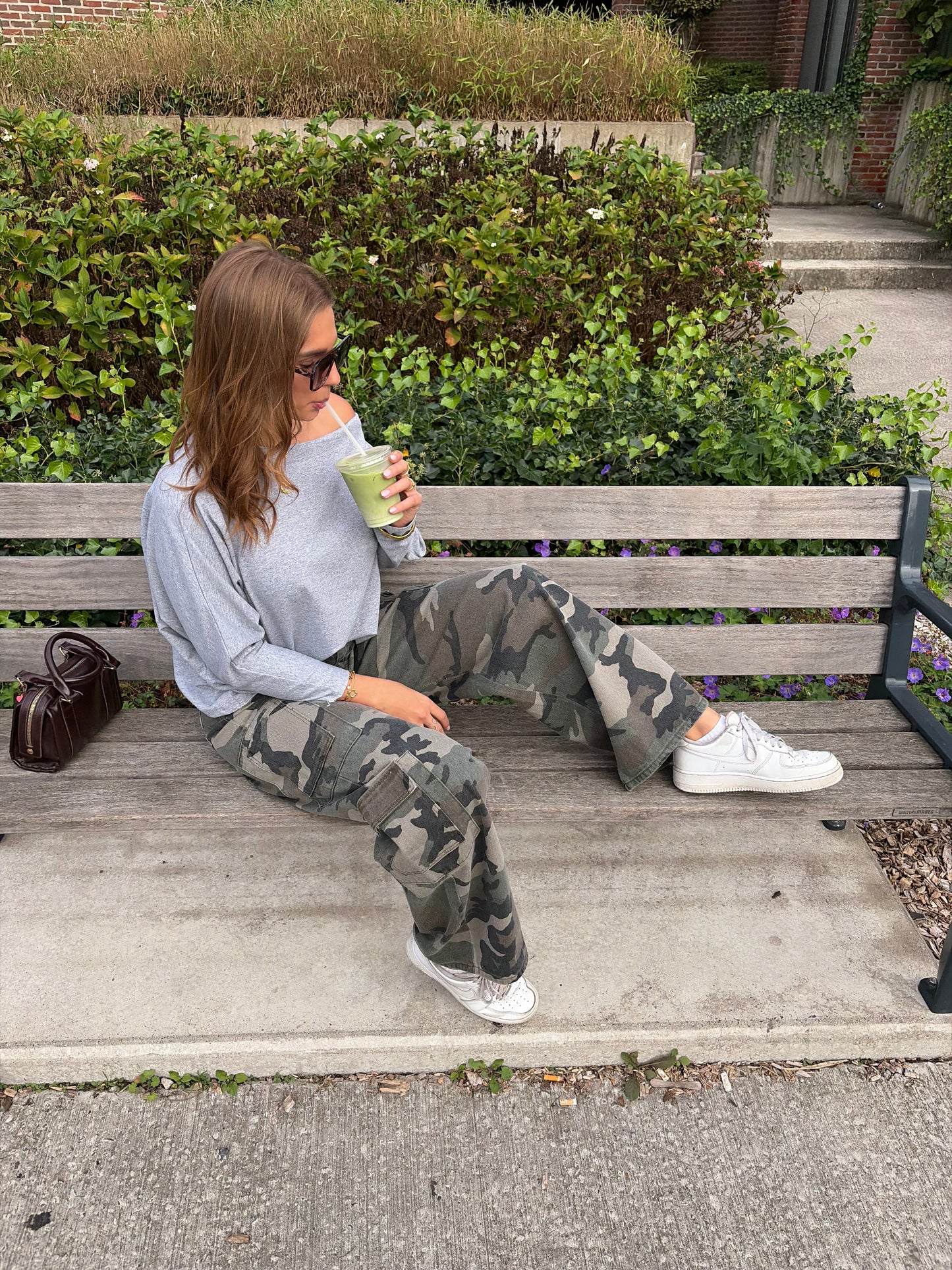 CAMO WIDE LEG JEANS
