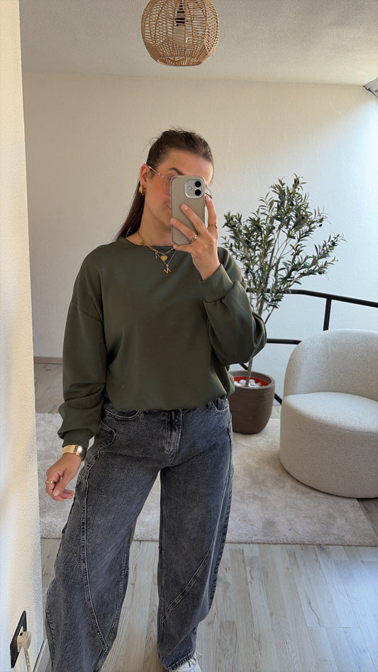 KHAKI PUFFY SWEATER