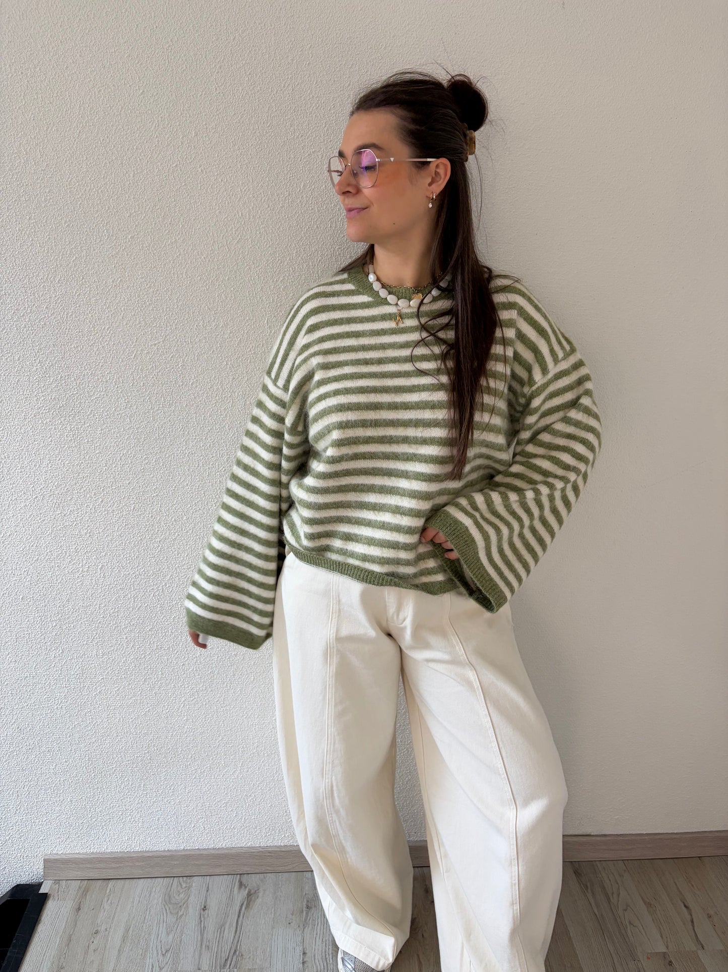STRIPED KNIT GROEN