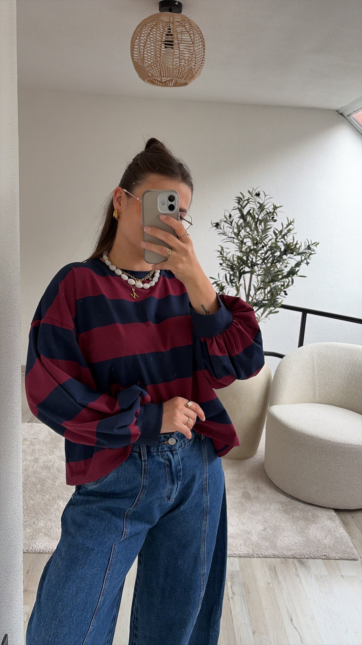 SWEAT MARINE-BURGUNDY