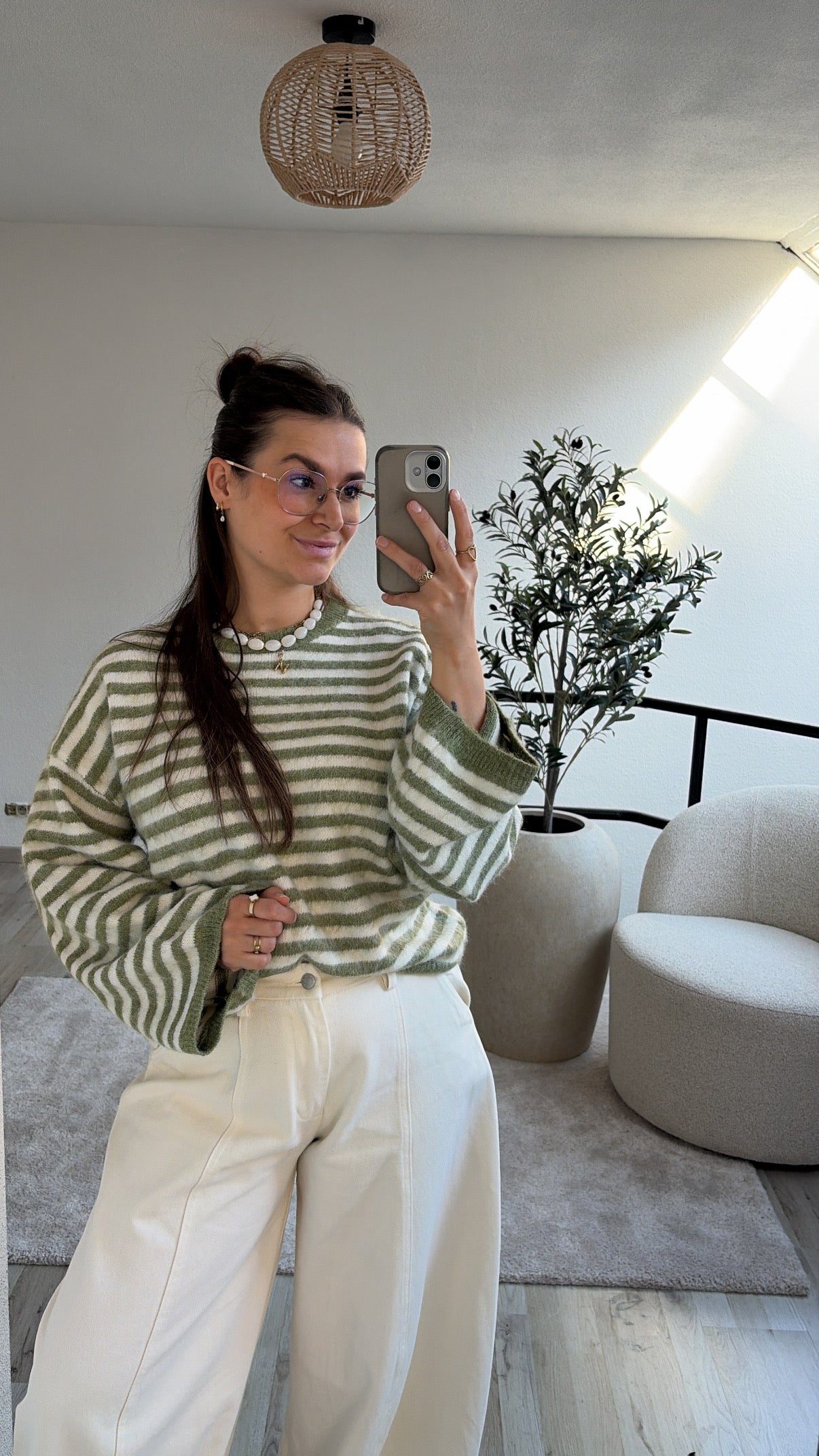 STRIPED KNIT GROEN
