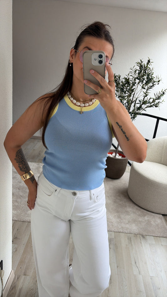 TANK TOP BLAUW-GEEL