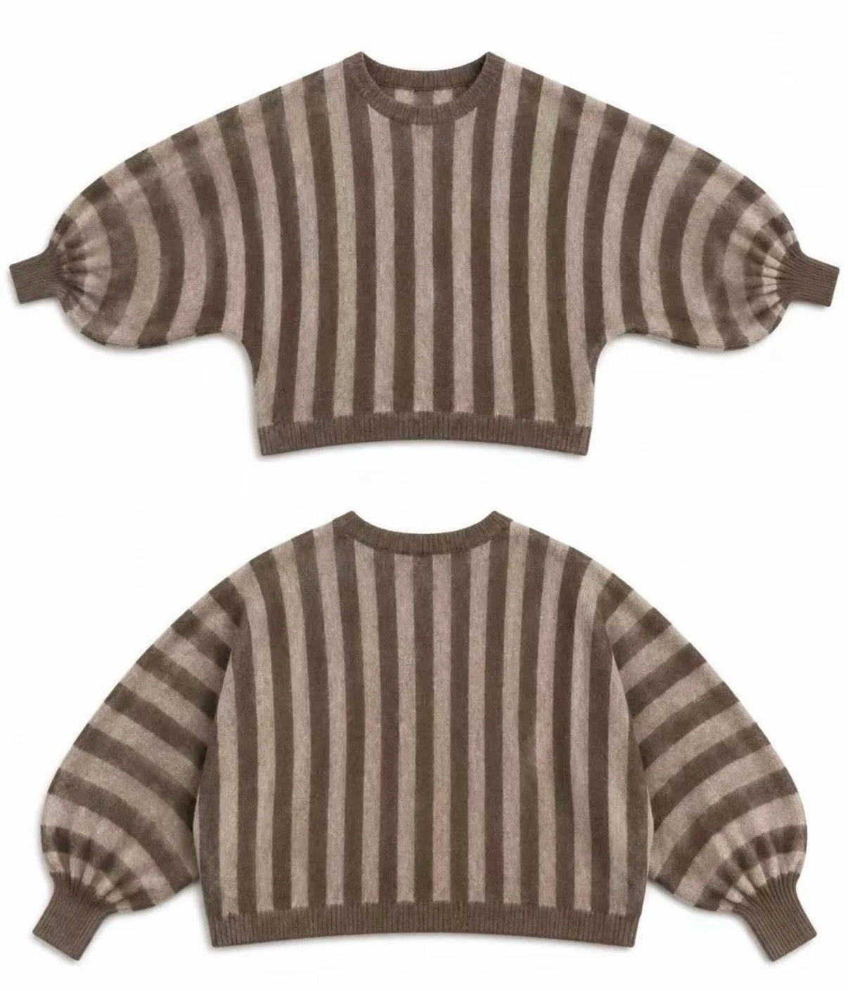 STRIPED KNIT TAUPE