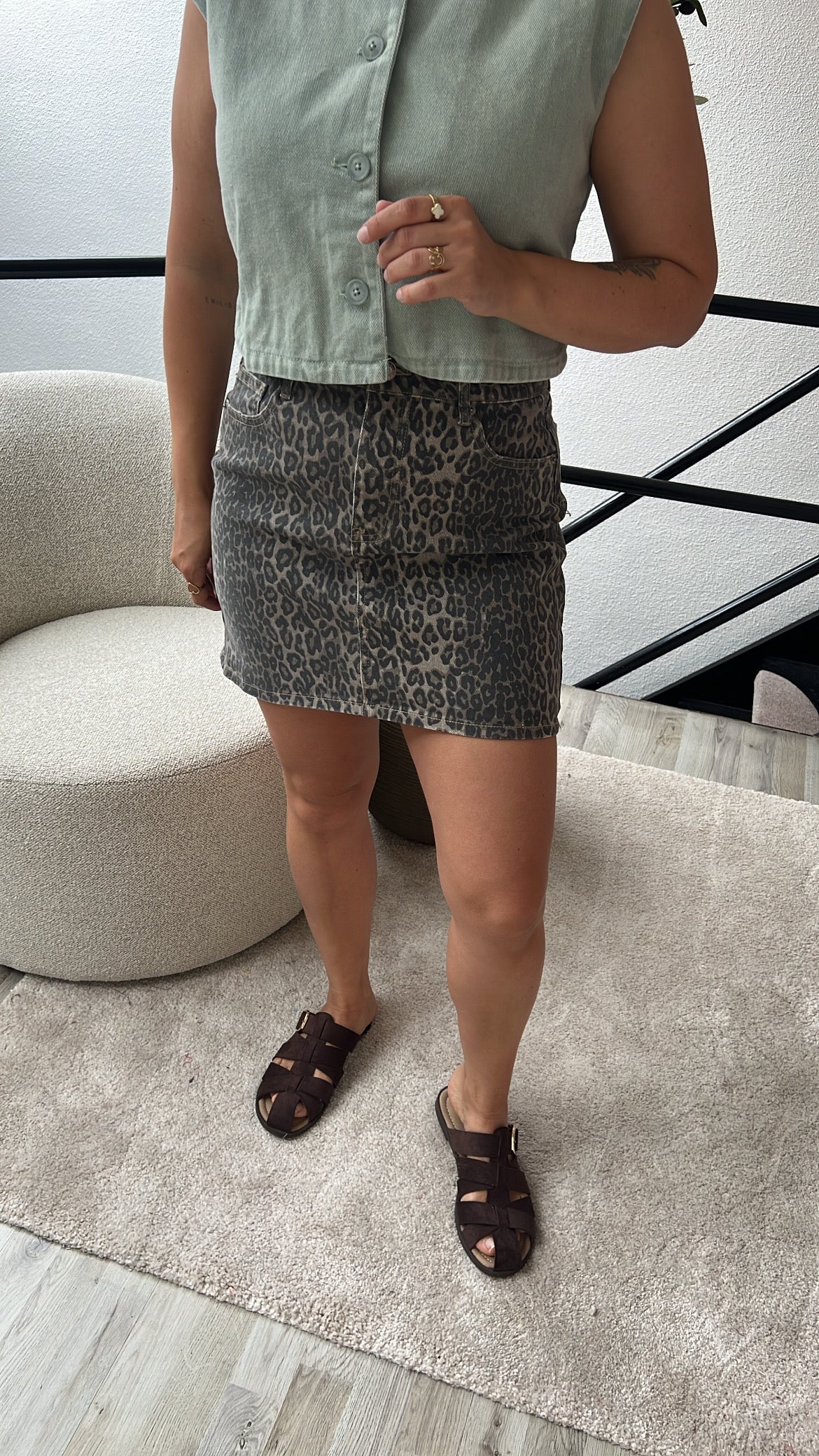 LEOPARD JEANSROK