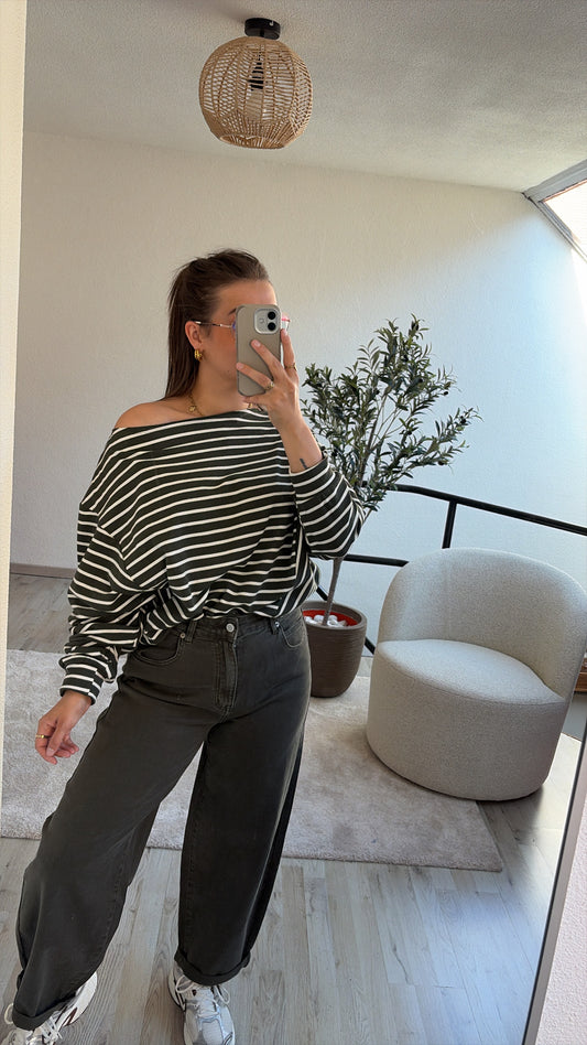 OFF SHOULDER SWEAT KHAKI