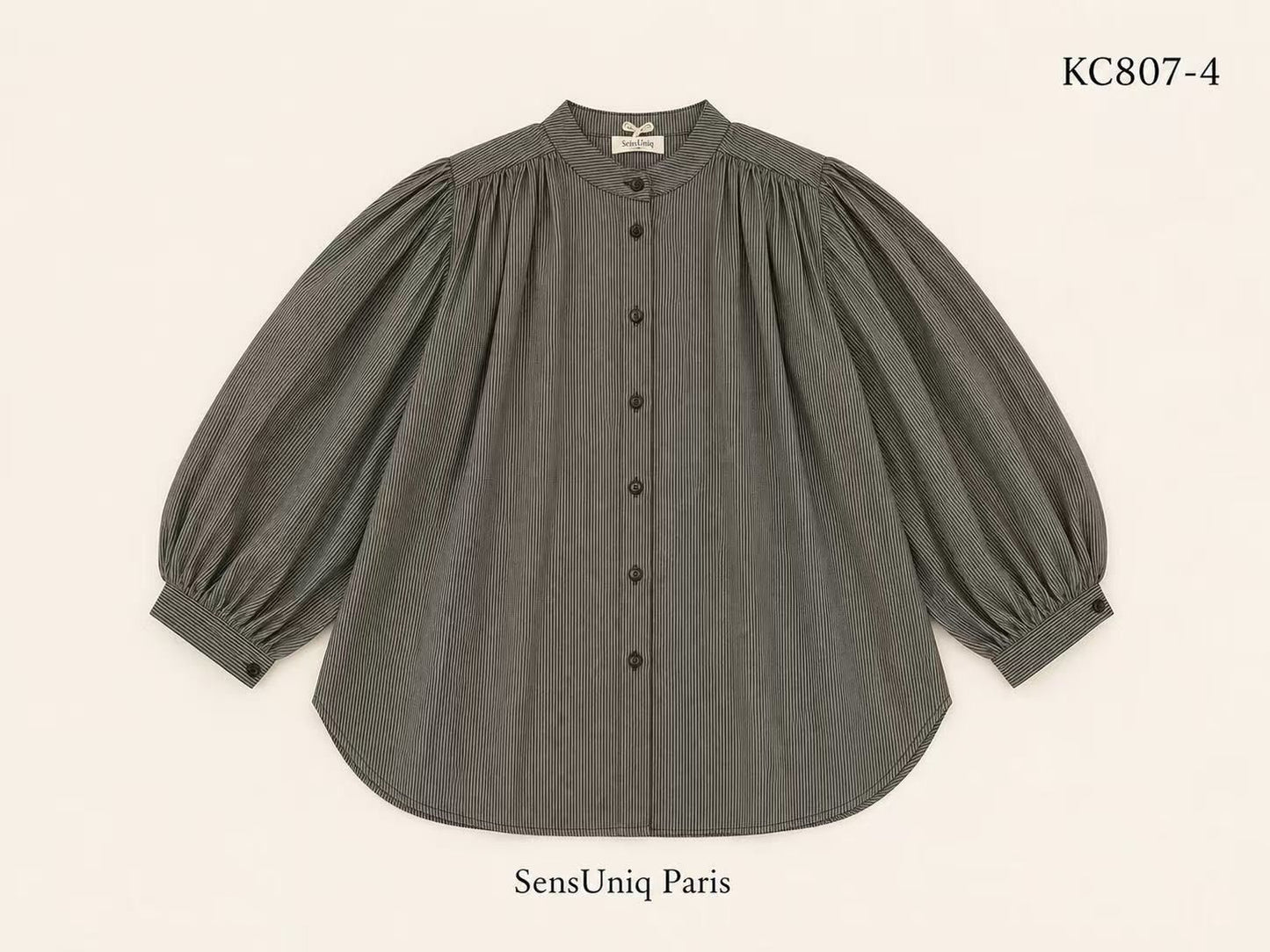 GESTREEPTE BLOUSE KHAKI