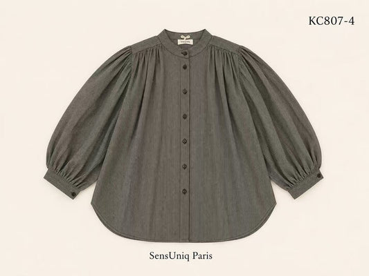 GESTREEPTE BLOUSE KHAKI