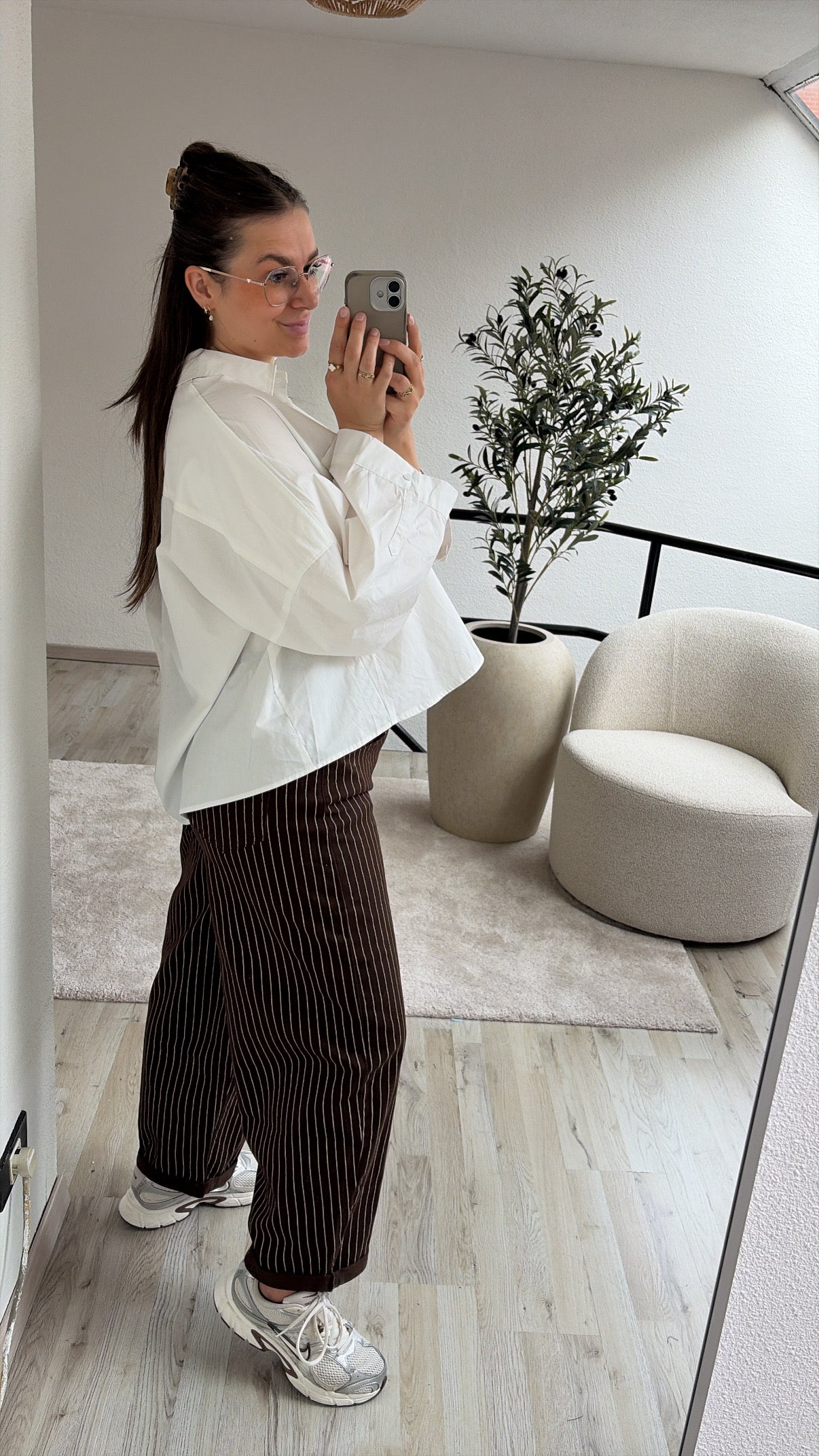 BALLOON JEANS STRIPE CHOCO