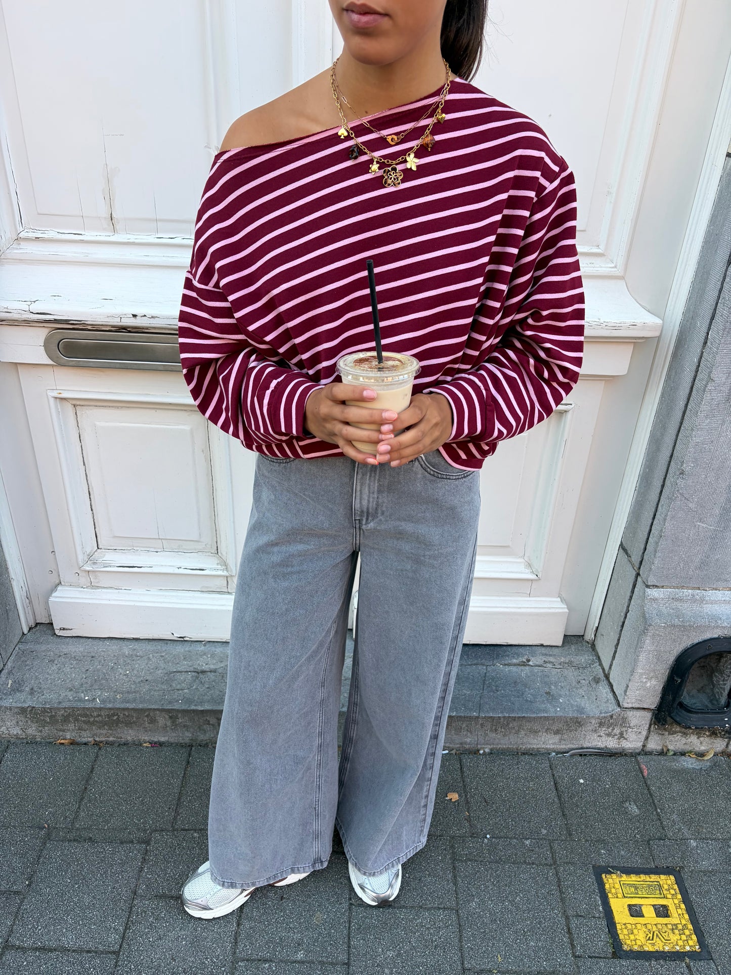 OFF SHOULDER SWEAT BURGUNDY