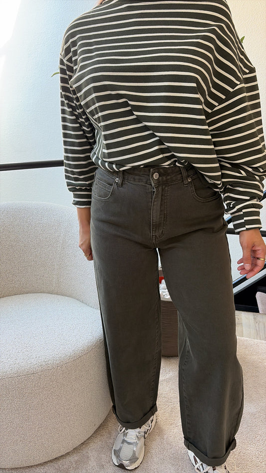 KHAKI BALLOON JEANS