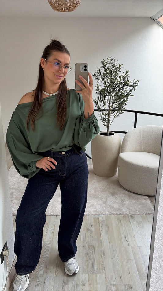 SATIJNEN BLOUSE KHAKI
