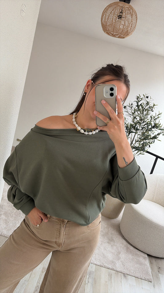 OFF SHOULDER SWEAT KHAKI