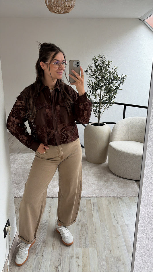 BRUINE BLOUSE KANT