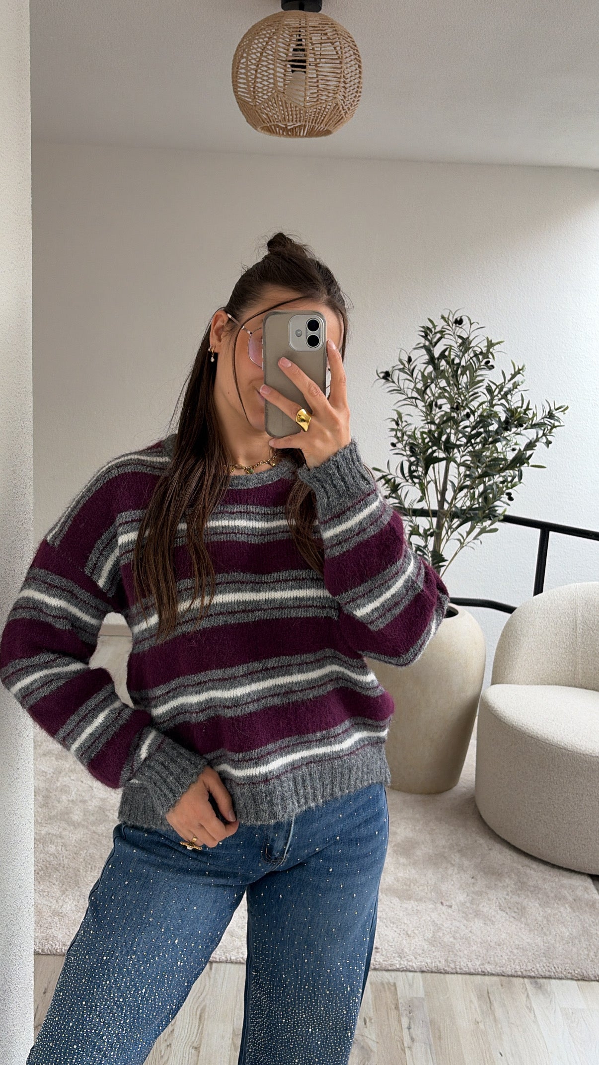 PRUNE-GRIJZE KNIT