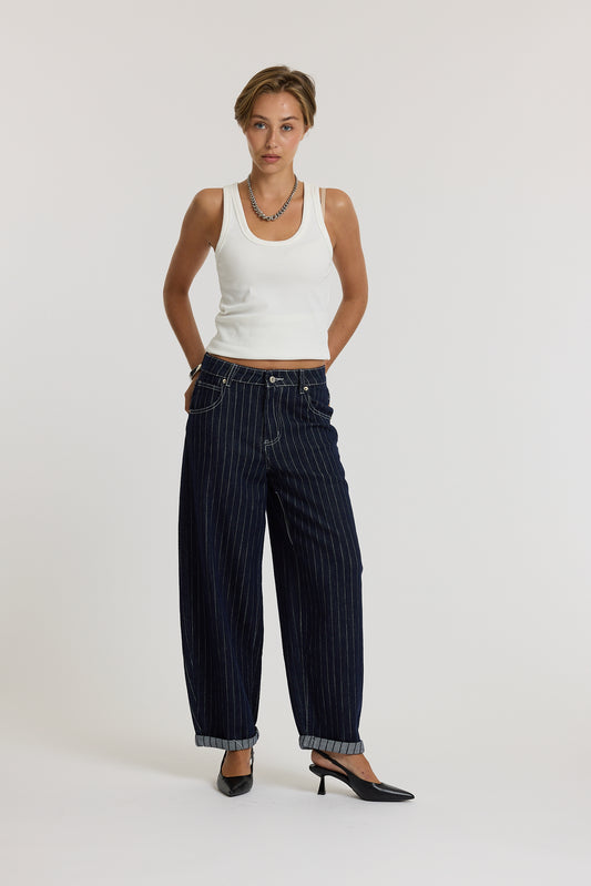STRIPED BALLOON JEANS