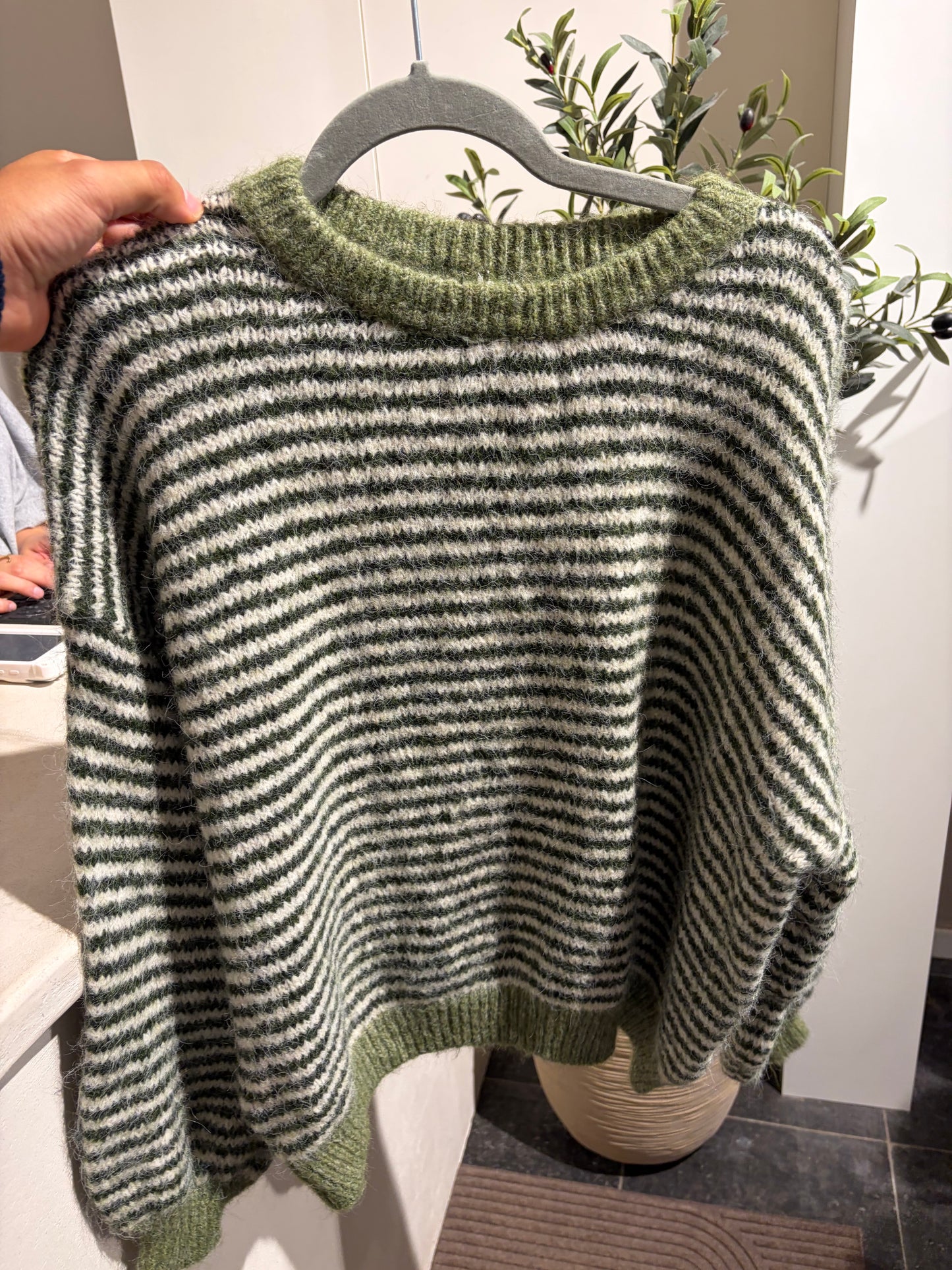 KNIT GESTREEPT KHAKI