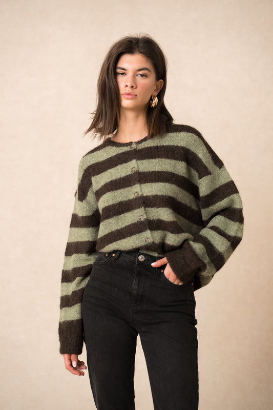 CARDIGAN KHAKI-BRUIN
